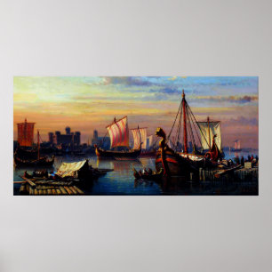 Viking Ships on the River Thames Everhardus Koster Poster
