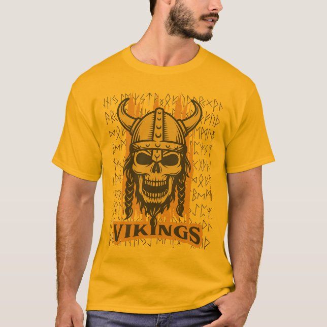 Viking Skeleton Orange T-Shirt (Front)