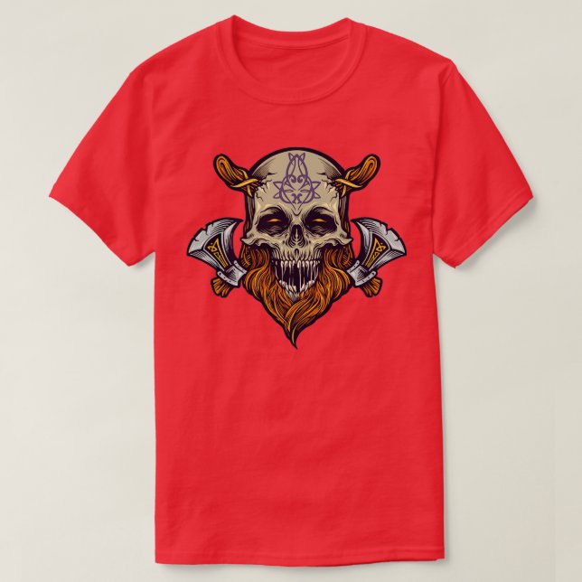 Viking Skull amp Axe T-Shirt (Design Front)