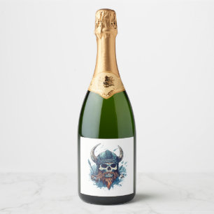 Viking Skull Berserker Sparkling Wine Label