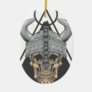 Viking Skull Ceramic Tree Decoration