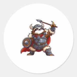 viking sloth Oversized T-Shirt Classic Round Sticker