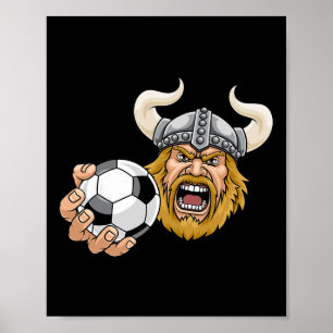 Viking Soccer Byll Cartoon Character Man  Poster