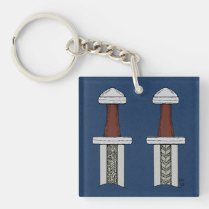 Viking Sword Pattern Welding Key Ring