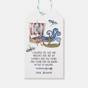 Viking Themed Birthday Party Thank You Favour Gift Tags
