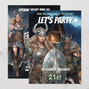 Viking themed norse warriors mediaeval men women invitation