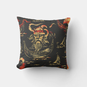 Viking Themed Ocean Scene Cushion