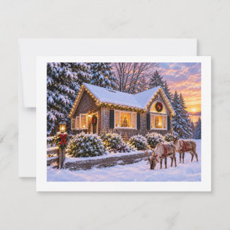 Viking Trail Cabin Holiday Scene Greeting Card