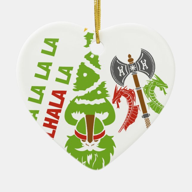 Viking Valhalla Christmas Holiday Ceramic Tree Decoration (Front)