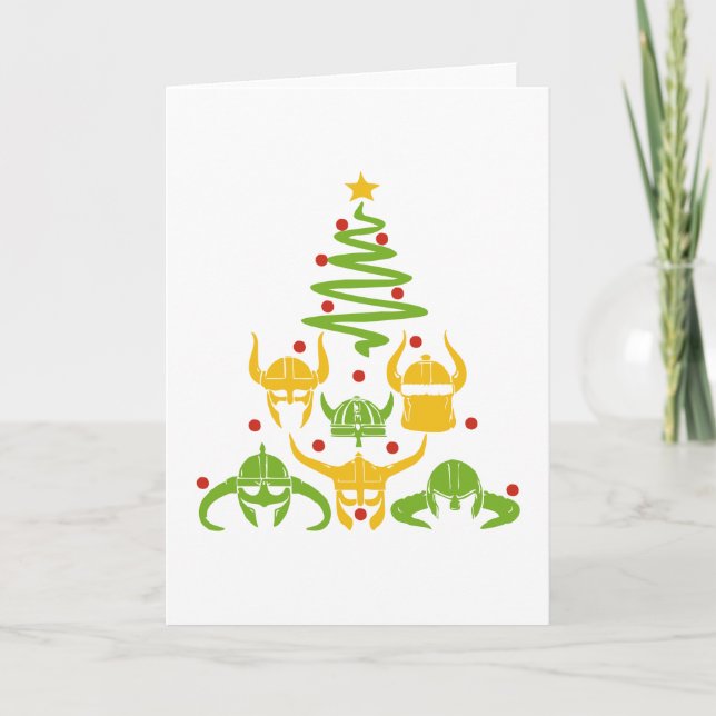 Viking Valhalla Christmas Tree Holiday Card (Front)