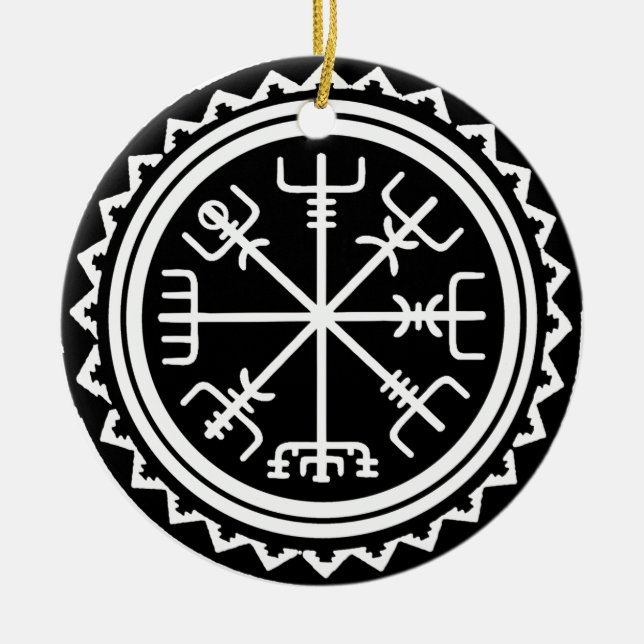 Viking Vegvisir Nautical Compass Ceramic Ornament (Front)