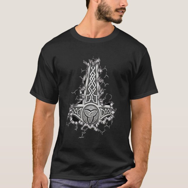 Viking Viking Valhalla Odin Thor Hammer Nordmann T-Shirt (Front)