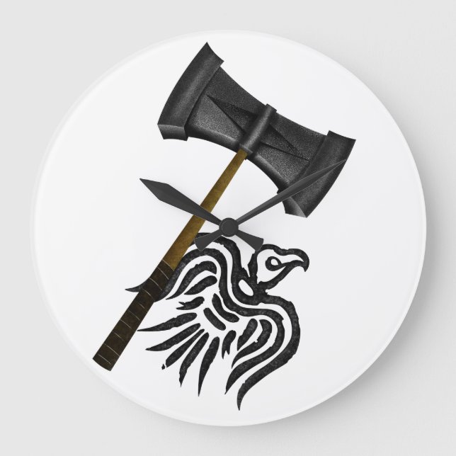 Viking War Hammer Thor Mythology Large Clock (Front)
