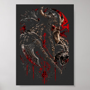 Viking Warrior Among Ravens – Norse Mythology T-Sh Poster