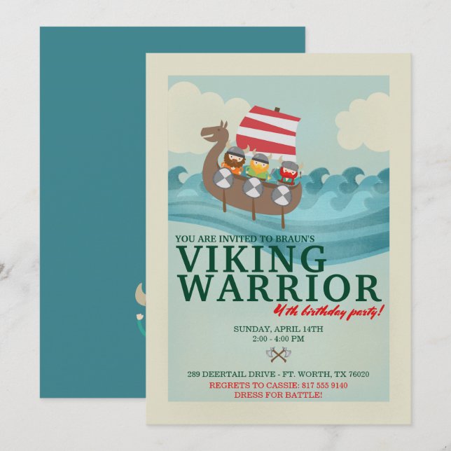 Viking Warrior Birthday Party Invitation (Front/Back)