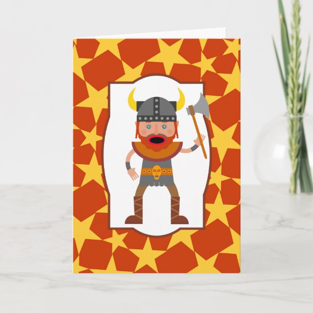 Viking Warrior Boy Birthday Party Card (Front)