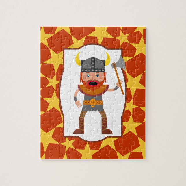 Viking Warrior Boy Birthday Party Jigsaw Puzzle (Vertical)