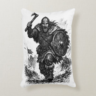 Viking Warrior Charge – Ink Battle Decorative Cushion