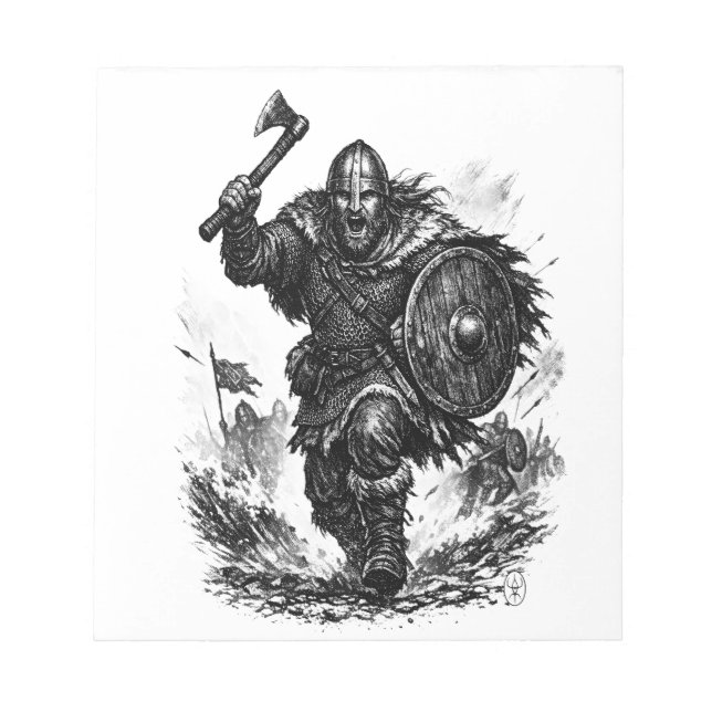 Viking Warrior Charge – Ink Battle Notepad (Front)