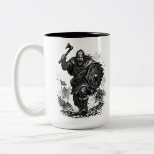 Viking Warrior Charge – Ink Battle Two-Tone Coffee Mug
