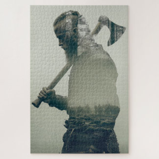 Viking Warrior Double Exposure Puzzle