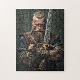 Viking Warrior in Authentic Attire Jigsaw Puzzle