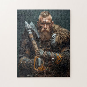 Viking Warrior in Authentic Attire Jigsaw Puzzle
