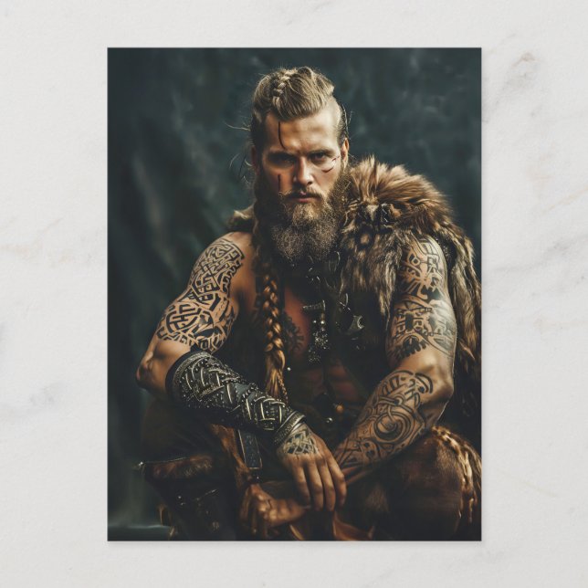 Viking Warrior in Authentic Attire Postcard (Front)