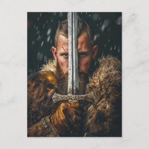 Viking Warrior in Authentic Attire Postcard
