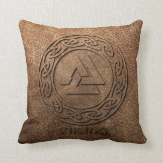 Viking Warrior Leather Print Cushion
