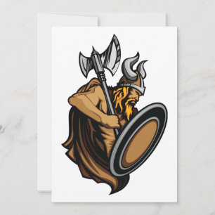 Viking Warrior Norse Barbarian with Axe and Shield Invitation