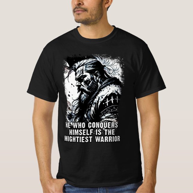 Viking warrior Norse Mythology Powerful words T-Shirt (Front)