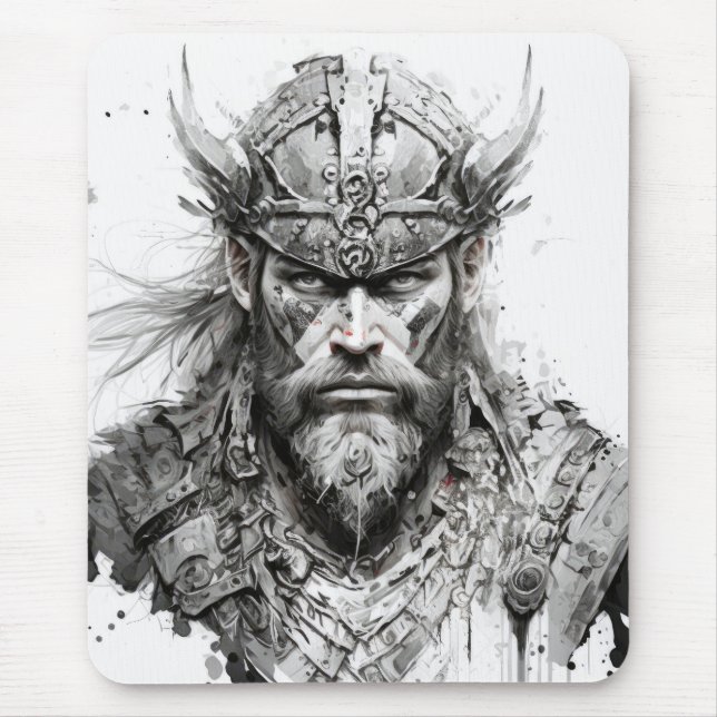 Viking Warrior Portrait Painting Historic Tough Mouse Pad (Front)