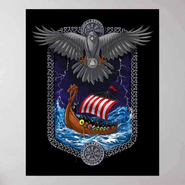 Viking Warrior Ship Raven Poster (Front)