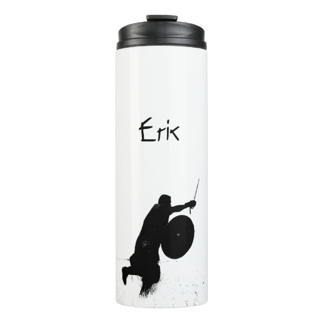 Viking warrior silhouette thermal tumbler (Front)