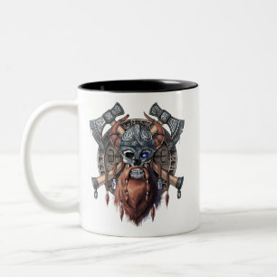 Viking Warrior Skull Two-Tone Coffee Mug