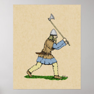 Viking Warrior Wielding Broad-Axe Poster