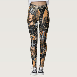 Viking Warriors: Colourful Vintage Pattern Leggings