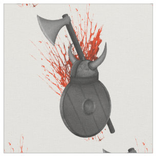 Viking Weapons  Of War And Blood Splatter Fabric