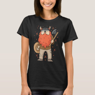 Viking With Red Full Beard Helmet And Axe T-Shirt