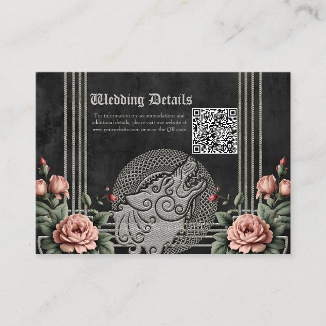 Viking Wolf & Roses. A stylised wolf's head,  Enclosure Card (Front)