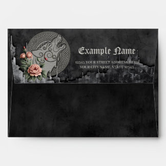 Viking Wolf & Roses. A stylised wolf's head, Envelope