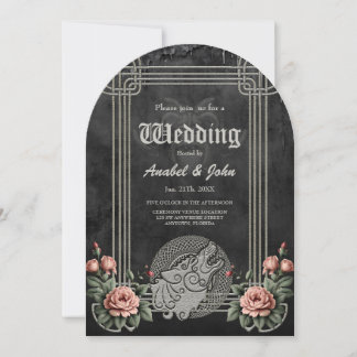 Viking Wolf & Roses. A stylised wolf's head, Invitation