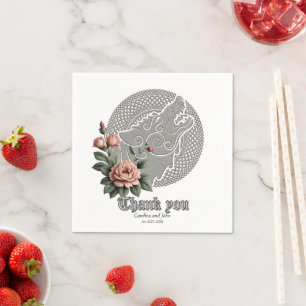 Viking Wolf & Roses. A stylised wolf's head, Napkin