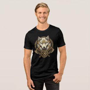 Viking Wolf Symbol Norse Mythology Nordic Rune Tri-Blend Shirt