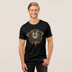 Viking Wolf Symbol Norse Mythology Nordic Warrior  Tri-Blend Shirt