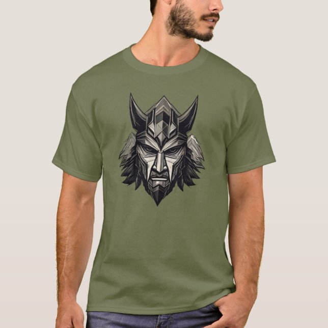 Viking Wolf Warrior – Luxury Nordic Mask Design T- T-Shirt (Front)