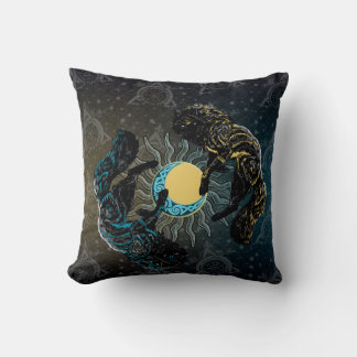 Viking Wolves Sun Moon Norse Mythology Pillow