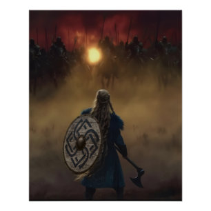 Viking  Woman Warrior Faces Danger Poster