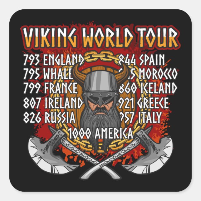Viking World Tour Norse Warrior Square Sticker (Front)